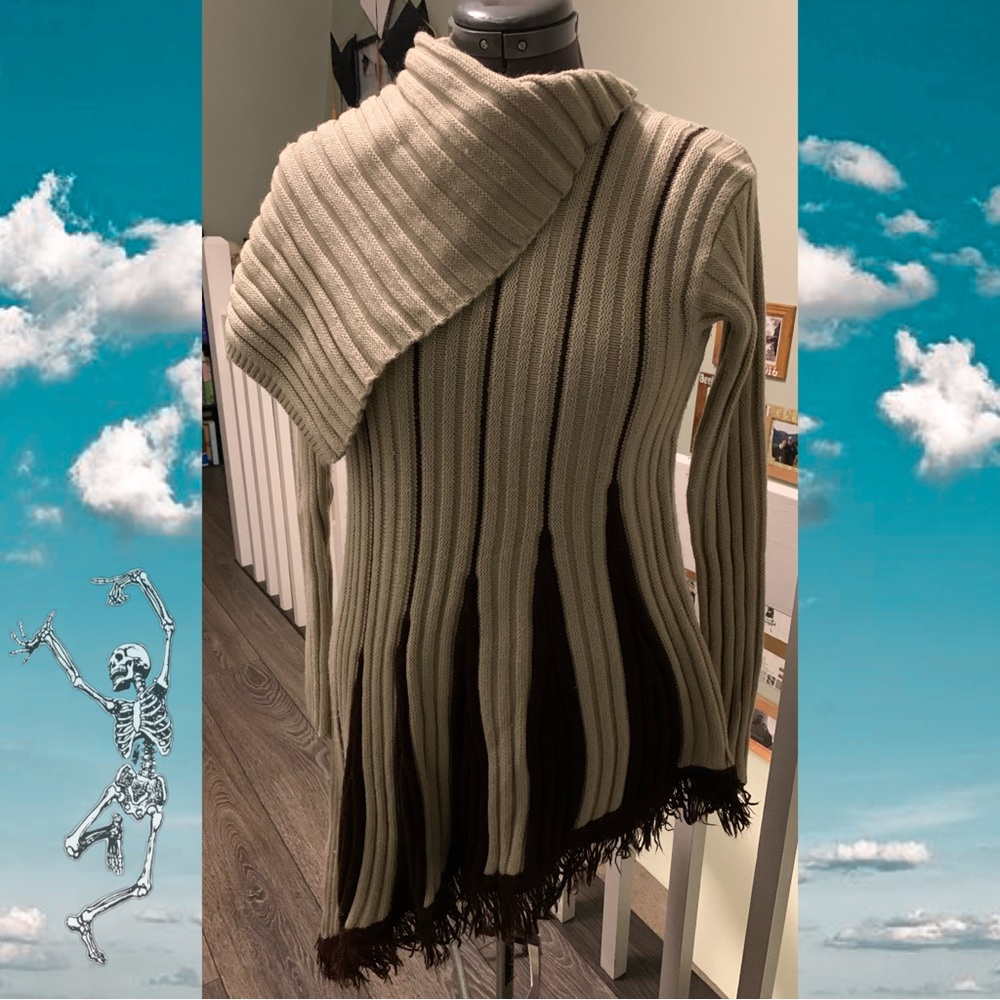 Tan and Brown Asymmetrical Sweater